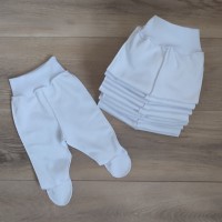  Белые ползунки на широкой резинке с наружными швами (байковые)