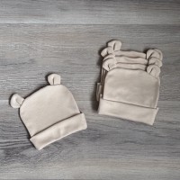 Бежева шапочка з вушками р.62