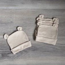 Бежева шапочка з вушками р.56